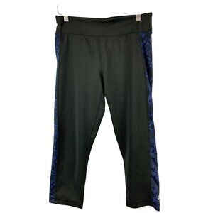 Adidas Womens Climalite Black & Blue Patterned Performance Capris - Size M